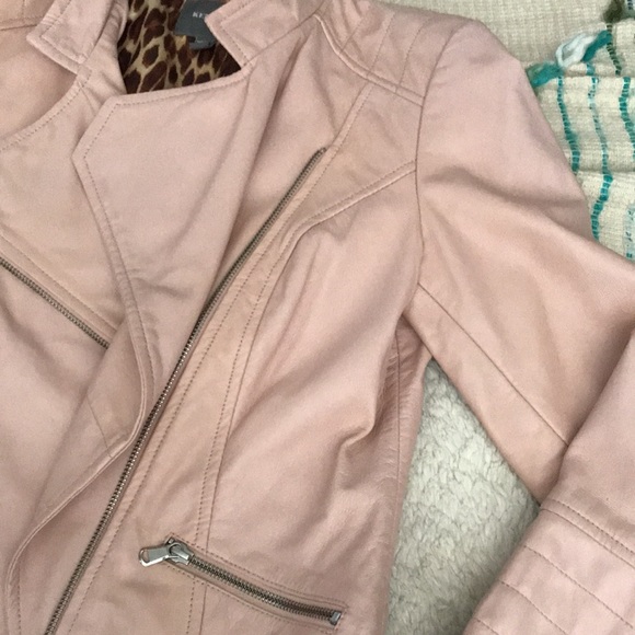 Kenna T Nude/Blush Lambskin Moto Jacket Small EUC - Picture 6 of 7